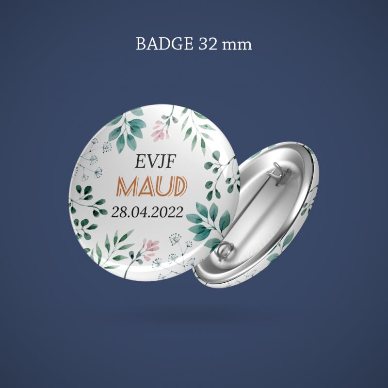 Badge EVJF Printemps géométrique 32 mm